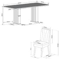 Conjunto De Mesa Sala De Jantar Ripada Tampo Com Vidro Mond 2m 8 Cadeiras Sofia Veludo Viero Madeirado / Cinza - 5
