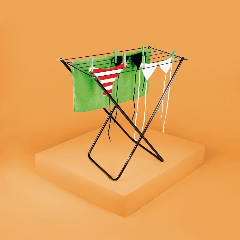 Kit 2 Varal De Chão Retrátil Slim Preto Mor - 4