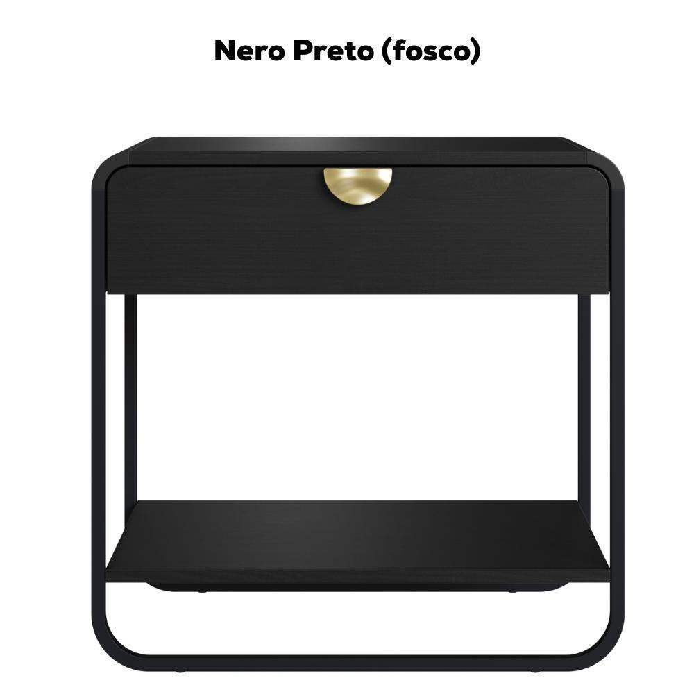 Mesa De Cabeceira 1 Gaveta Organica 60 Cm 28061 Artesano Nero Preto - 4