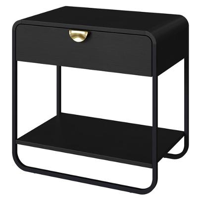 Mesa De Cabeceira 1 Gaveta Organica 60 Cm 28061 Artesano Nero Preto