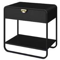 Mesa De Cabeceira 1 Gaveta Organica 60 Cm 28061 Artesano Nero Preto - 1
