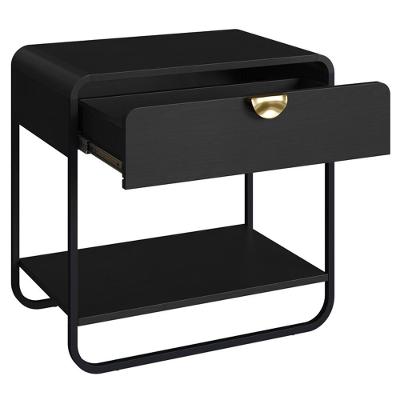 Kit 02 Mesas De Cabeceira 1 Gaveta Organica 60 Cm 28061 Artesano Nero Preto