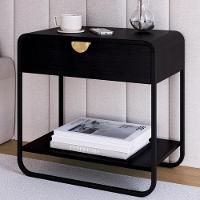 Kit 02 Mesas De Cabeceira 1 Gaveta Organica 60 Cm 28061 Artesano Nero Preto - 2