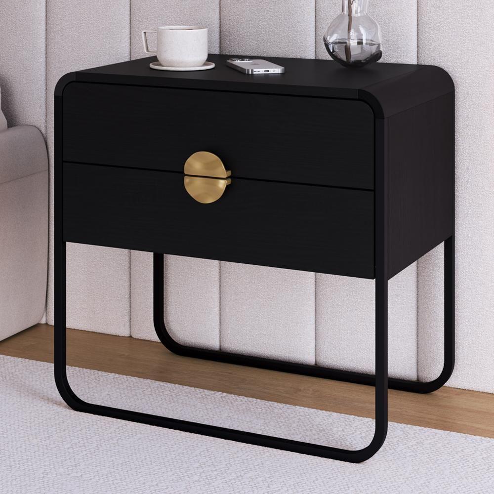 Kit 02 Mesas De Cabeceira 2 Gavetas Organica 60 Cm 28062 Artesano Nero Preto - 2