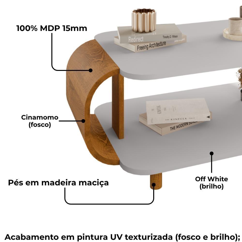 Mesa De Centro Organica Floripa 92 Cm Bechara Off White Cinamomo - 5