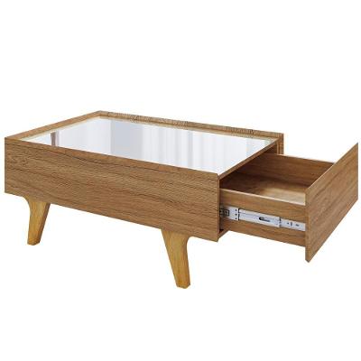 Mesa De Centro Com Espelho 1 Gaveta Sena 90 Cm Bechara Naturalle