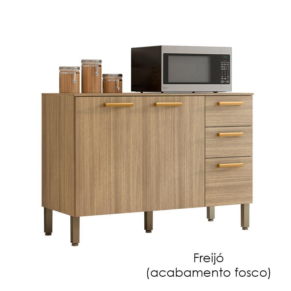 Balcao Com Tampo 3 Portas 2 Gavetas 120 Cm Urbane Ktp Freijo - 5