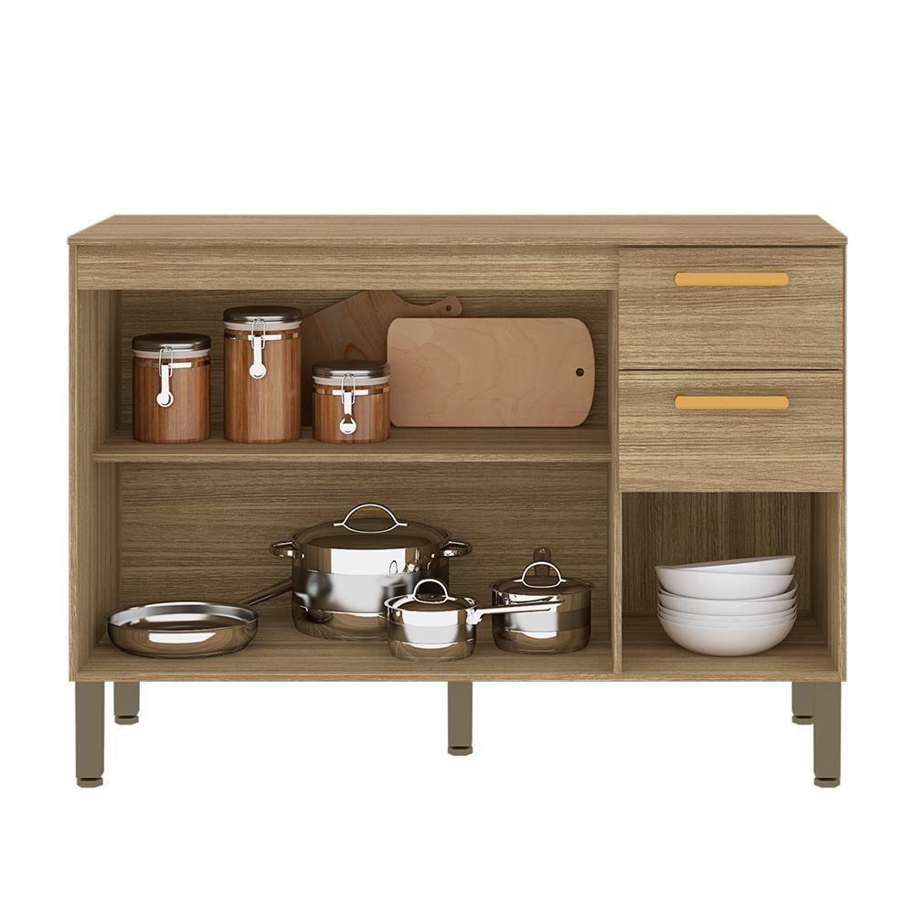 Balcao Com Tampo 3 Portas 2 Gavetas 120 Cm Urbane Ktp Freijo - 6