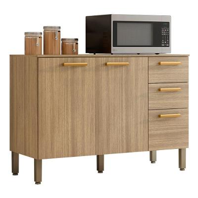 Balcao Com Tampo 3 Portas 2 Gavetas 120 Cm Urbane Ktp Freijo