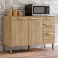 Balcao Com Tampo 3 Portas 2 Gavetas 120 Cm Urbane Ktp Freijo - 2