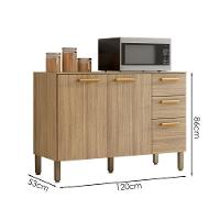 Balcao Com Tampo 3 Portas 2 Gavetas 120 Cm Urbane Ktp Freijo - 3