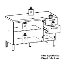 Balcao Com Tampo 3 Portas 2 Gavetas 120 Cm Urbane Ktp Freijo
