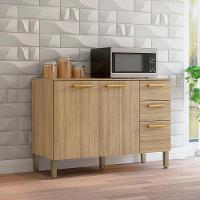 Balcao Com Tampo 3 Portas 2 Gavetas 120 Cm Urbane Ktp Freijo - 7