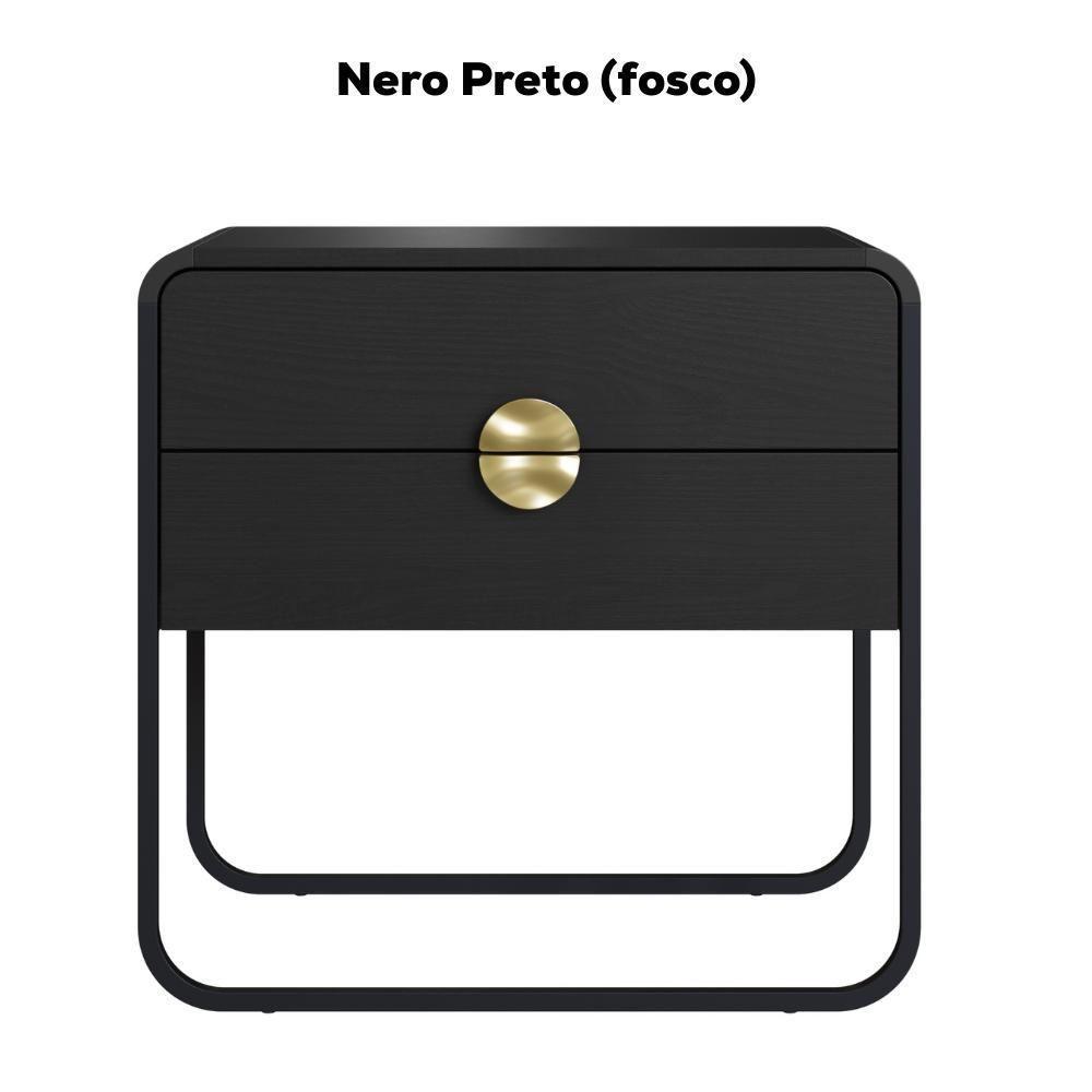 Mesa De Cabeceira 2 Gavetas Organica 60 Cm 28062 Artesano Nero Preto - 4