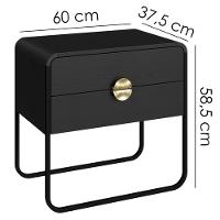 Mesa De Cabeceira 2 Gavetas Organica 60 Cm 28062 Artesano Nero Preto - 3