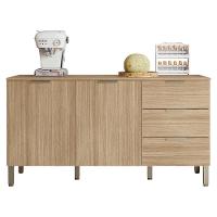 Balcao Com Tampo 2 Portas 3 Gavetas 160 Cm Glam Ktp Freijo - 1