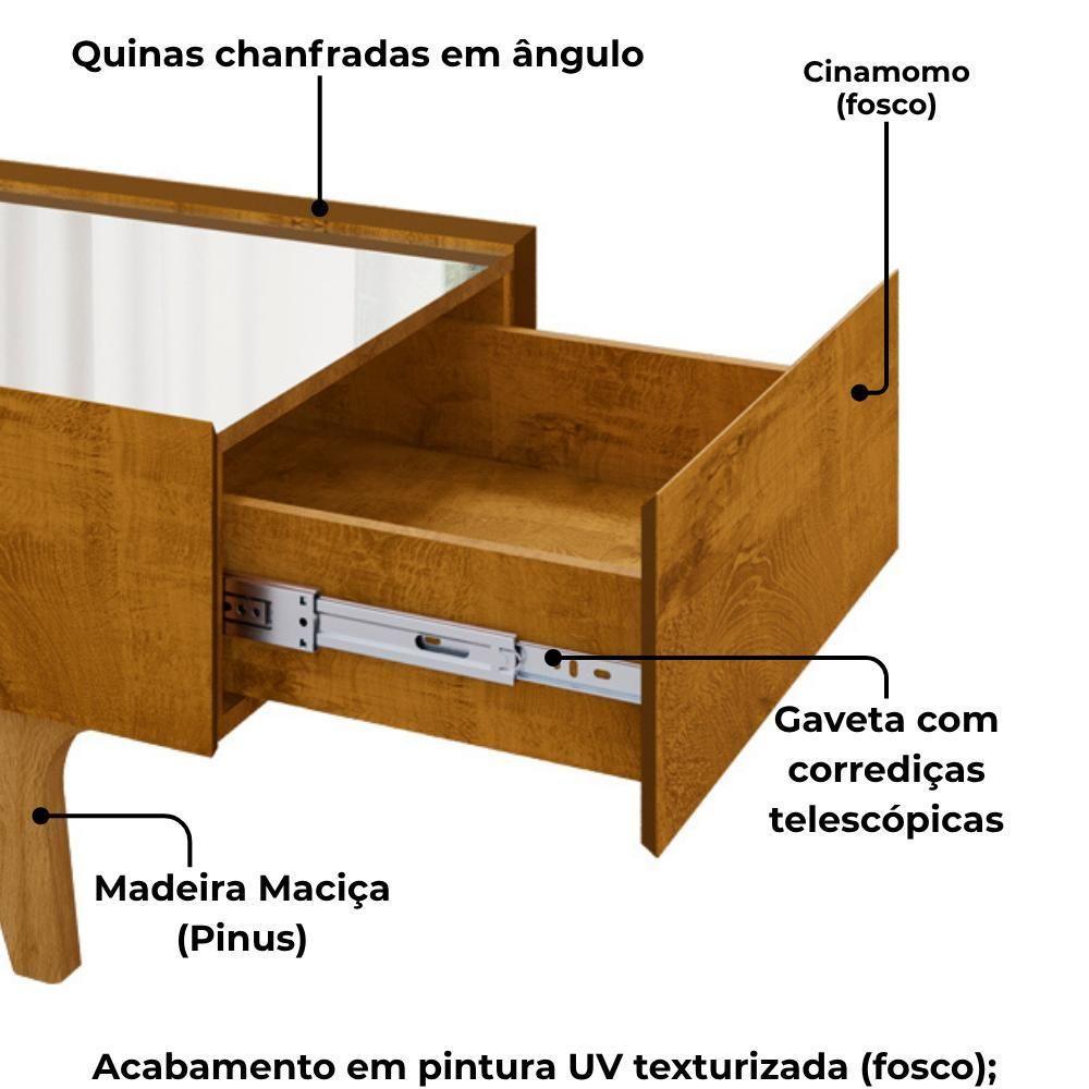 Mesa De Centro Com Espelho 1 Gaveta Sena 90 Cm Bechara Cinamomo - 5