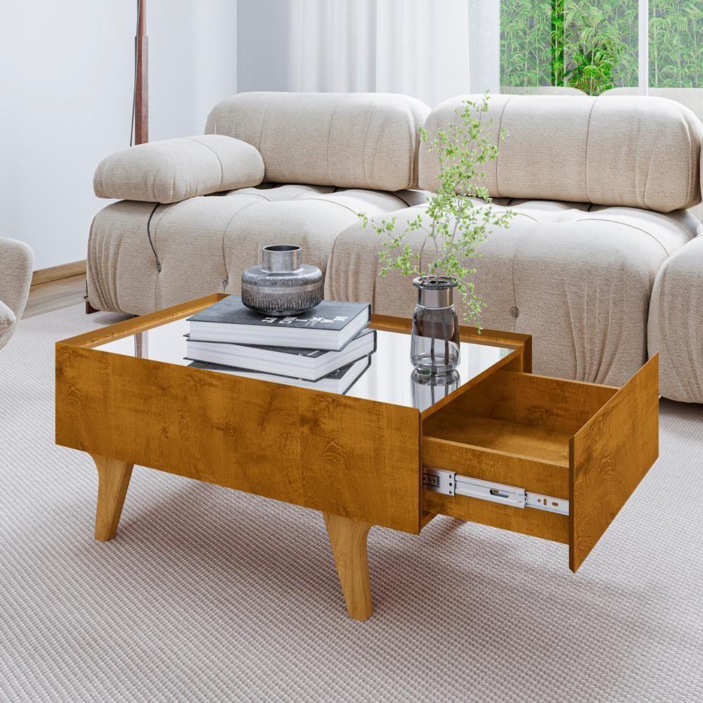 Mesa De Centro Com Espelho 1 Gaveta Sena 90 Cm Bechara Cinamomo - 6
