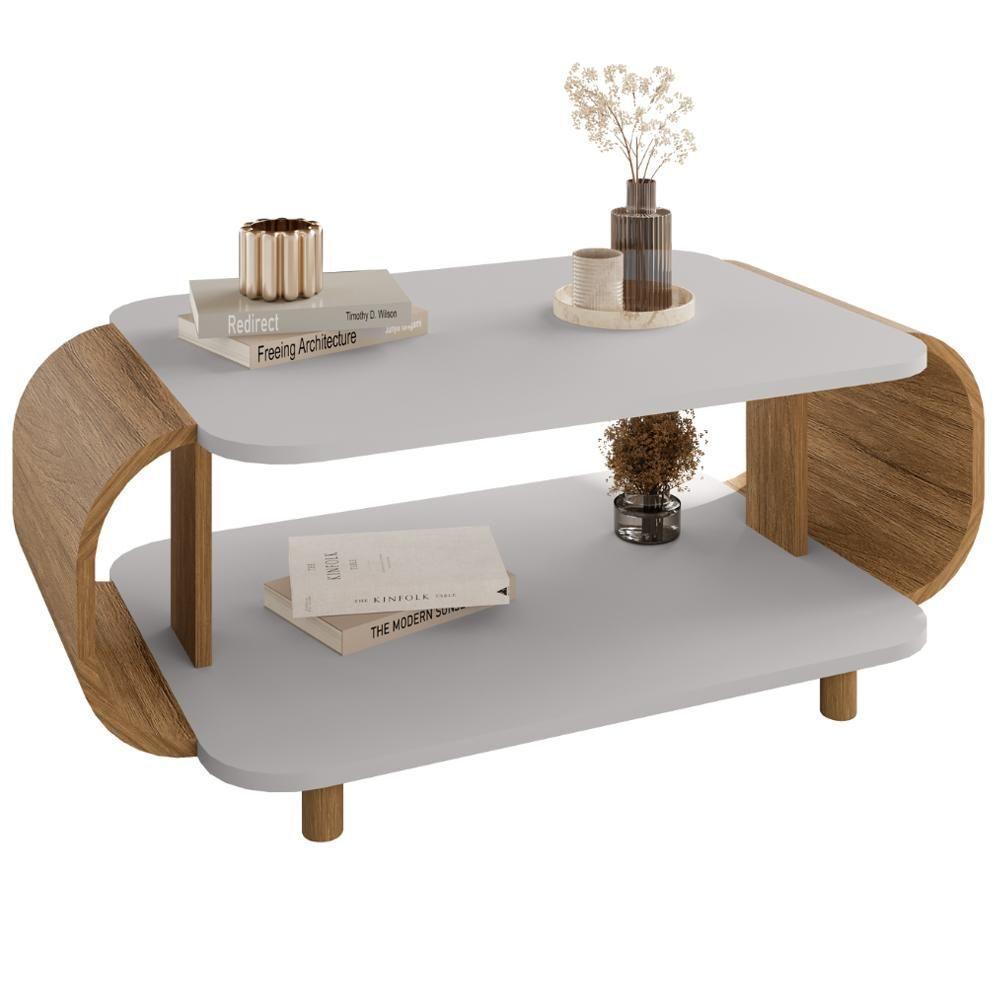 Mesa De Centro Organica Floripa 92 Cm Bechara Off White Naturalle - 1