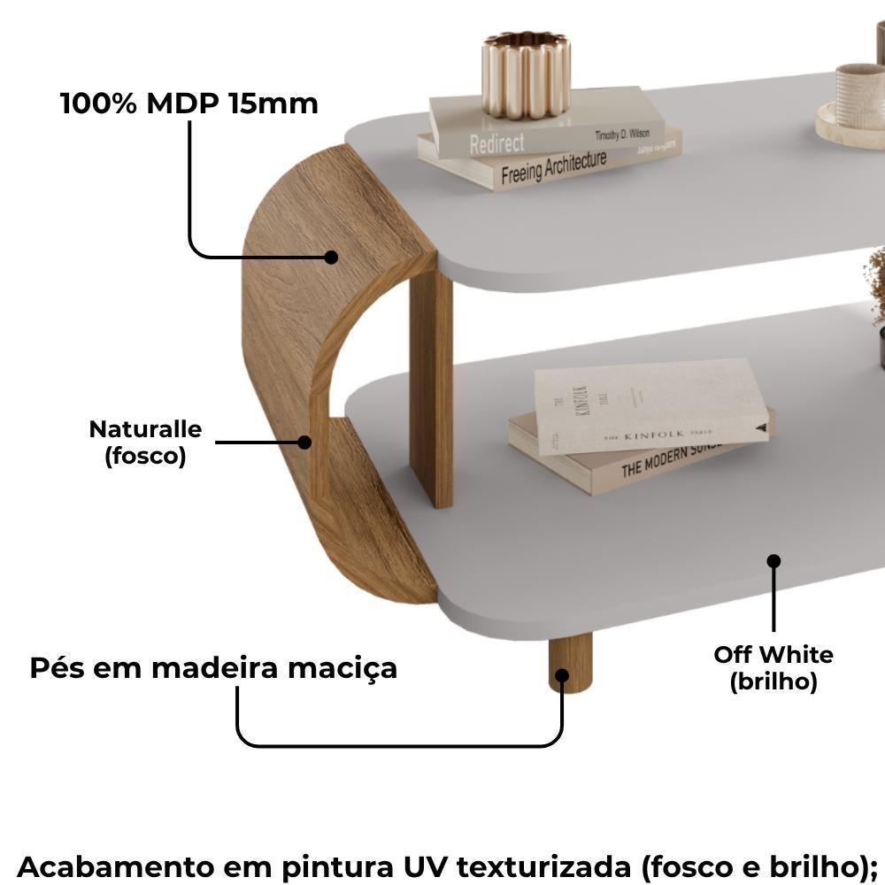 Mesa De Centro Organica Floripa 92 Cm Bechara Off White Naturalle - 5