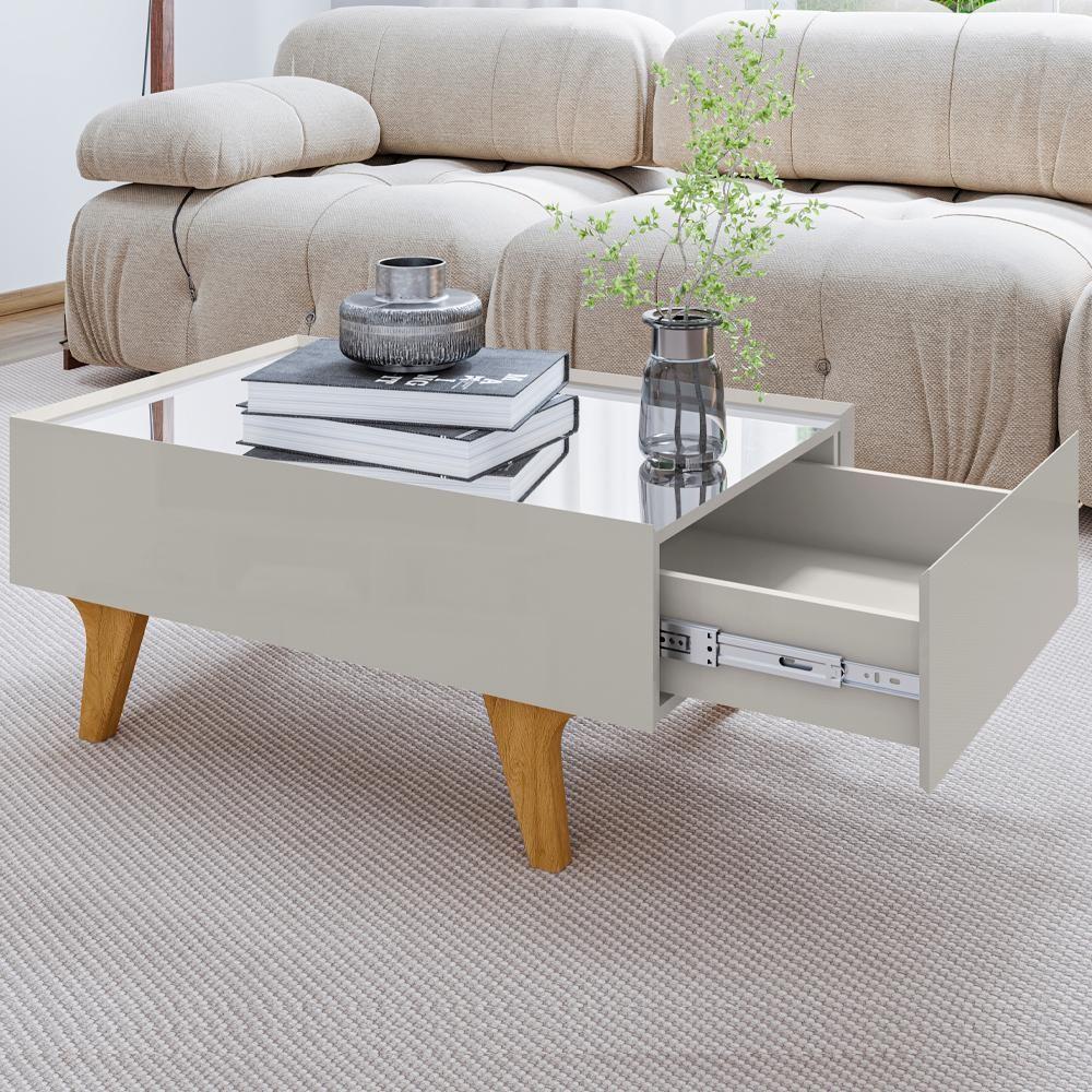 Mesa De Centro Com Espelho 1 Gaveta Sena 90 Cm Bechara Off White - 2
