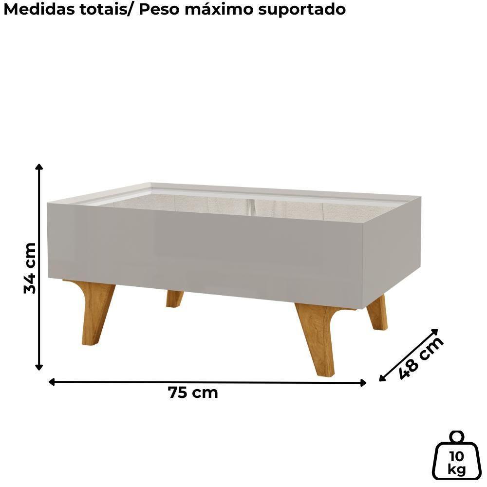 Mesa De Centro Com Espelho 1 Gaveta Sena 90 Cm Bechara Off White - 3