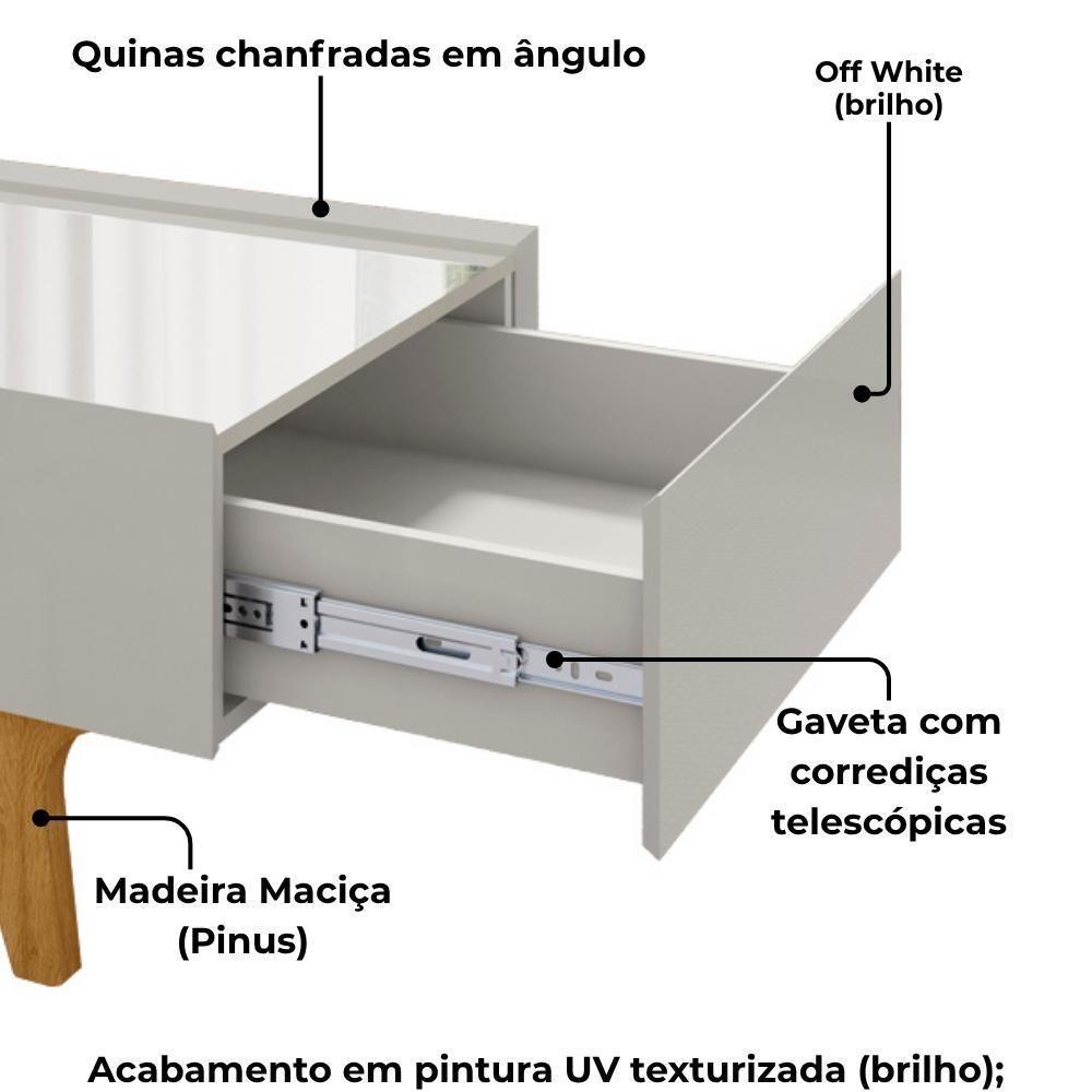 Mesa De Centro Com Espelho 1 Gaveta Sena 90 Cm Bechara Off White - 5