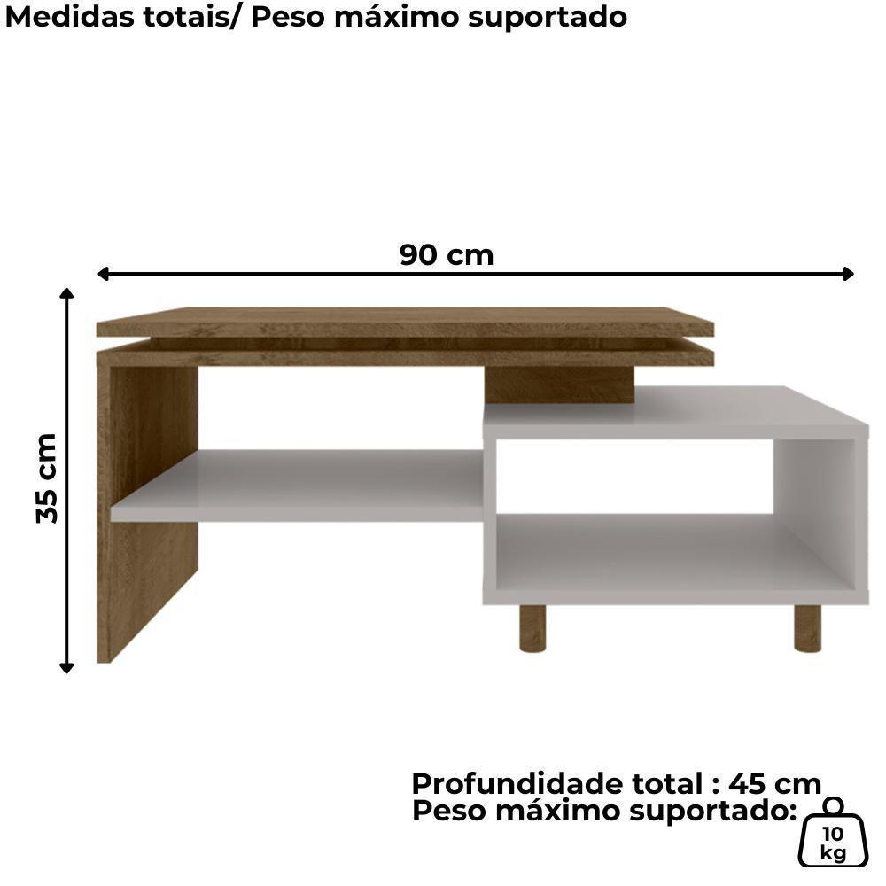 Mesa De Centro Para Sala Lima 90 Cm Bechara Off White Naturalle - 3