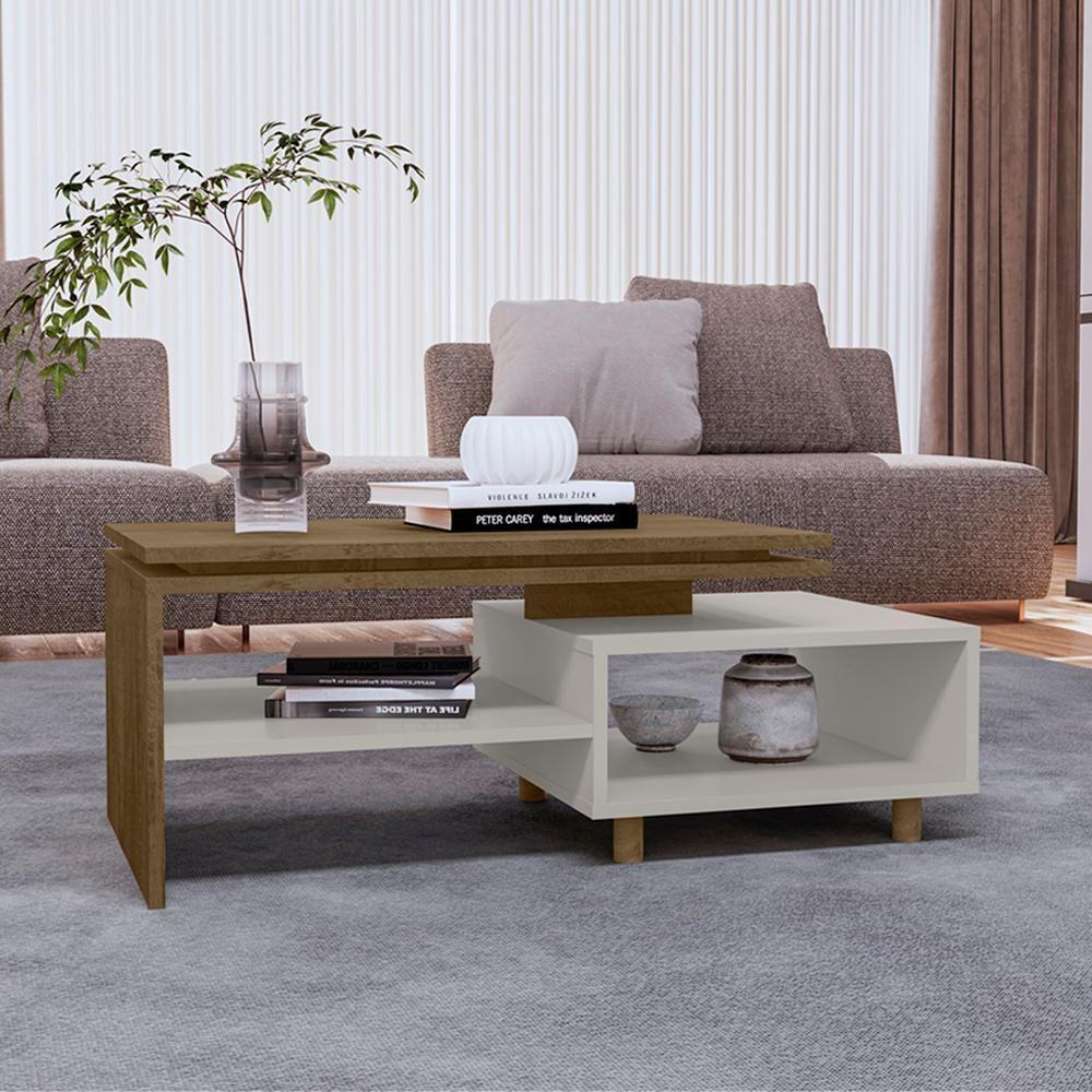 Mesa De Centro Para Sala Lima 90 Cm Bechara Off White Naturalle - 6