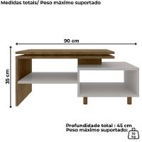 Mesa De Centro Para Sala Lima 90 Cm Bechara Off White Naturalle - 3