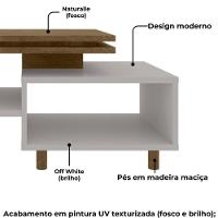 Mesa De Centro Para Sala Lima 90 Cm Bechara Off White Naturalle - 5