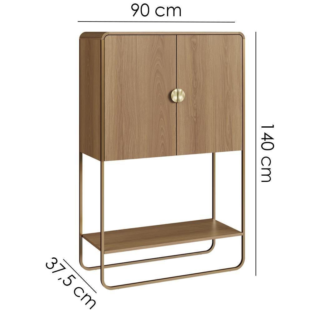 Balcao Cafe Bar Organico 2 Portas 90 Cm 28069 Artesano Hanover Dourado - 3