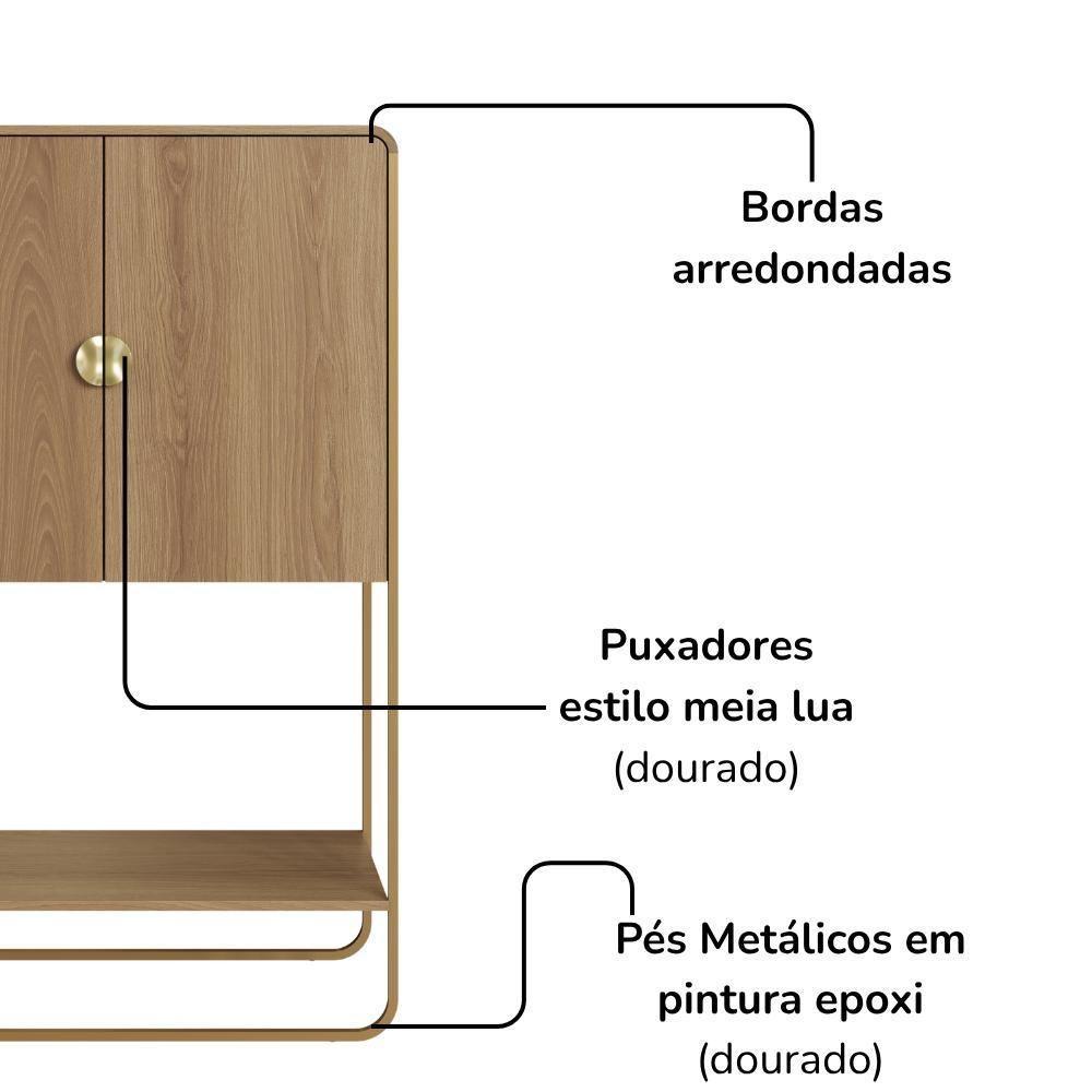 Balcao Cafe Bar Organico 2 Portas 90 Cm 28069 Artesano Hanover Dourado - 6