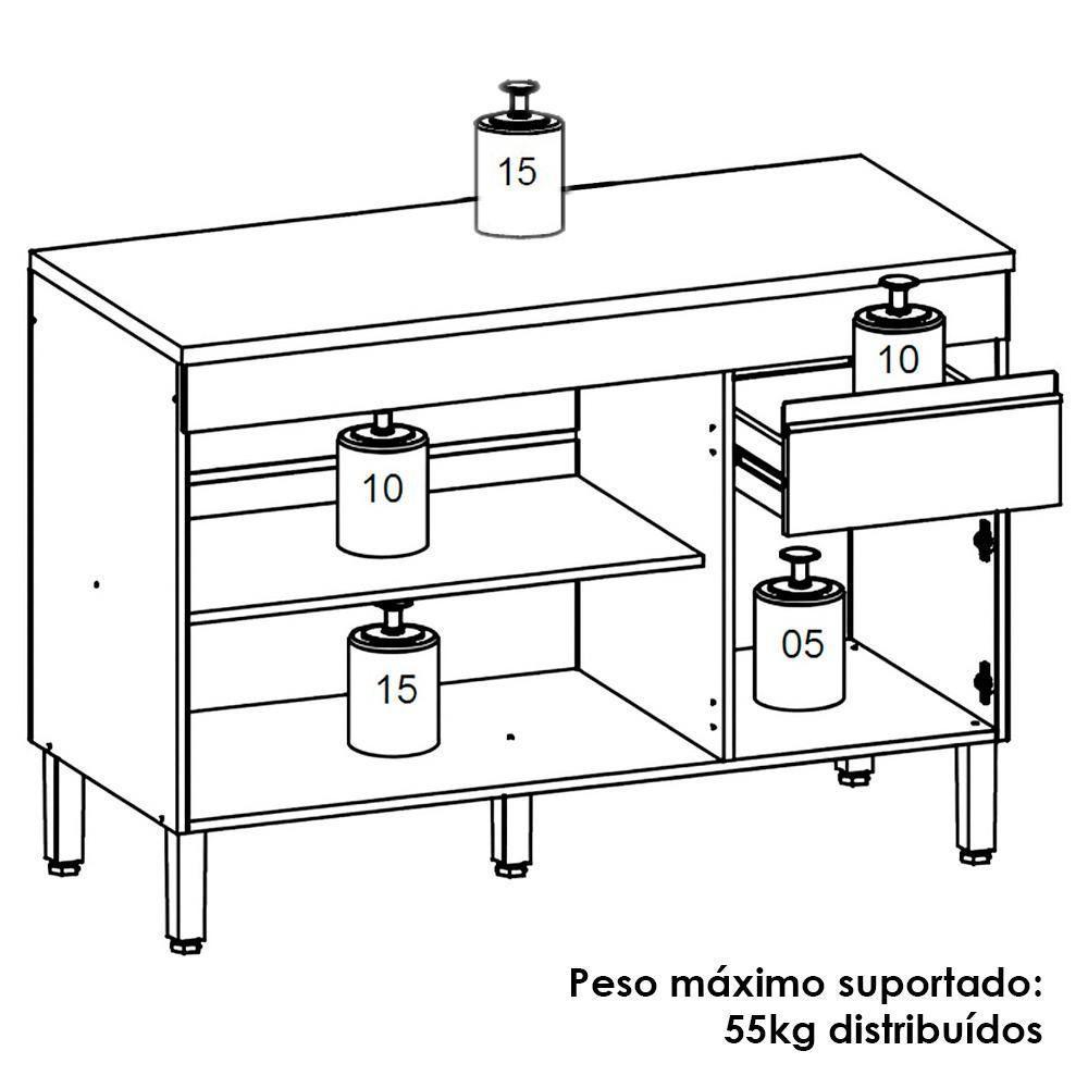 Balcao Com Tampo 3 Portas 1 Gaveta 120 Cm Line Ktp Supremo - 4