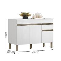 Balcao Com Tampo 3 Portas 1 Gaveta 120 Cm Line Ktp Supremo - 3