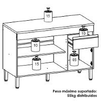 Balcao Com Tampo 3 Portas 1 Gaveta 120 Cm Line Ktp Supremo