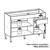 Balcao Para Pia 3 Portas 1 Gaveta 120 Cm Line Ktp Gris
