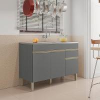 Balcao Para Pia 3 Portas 1 Gaveta 120 Cm Line Ktp Gris - 6