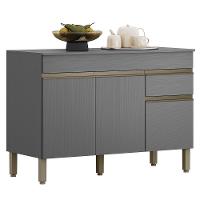 Balcao Com Tampo 3 Portas 1 Gaveta 120 Cm Line Ktp Gris - 1