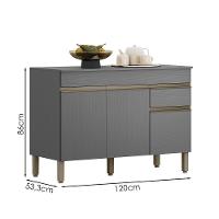 Balcao Com Tampo 3 Portas 1 Gaveta 120 Cm Line Ktp Gris - 3