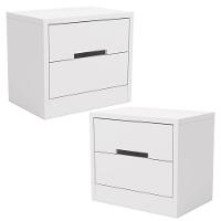 Kit 02 Mesas De Cabeceira 2 Gavetas 54 Cm S822 Kappesberg Branco - 1