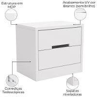 Kit 02 Mesas De Cabeceira 2 Gavetas 54 Cm S822 Kappesberg Branco - 3