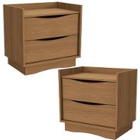 Kit 02 Mesas De Cabeceira 2 Gavetas 54 Cm M261 Kappesberg Canela - 1