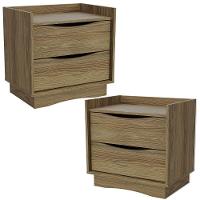 Kit 02 Mesas De Cabeceira 2 Gavetas 54 Cm M261 Kappesberg Nogueira - 1