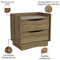 Kit 02 Mesas De Cabeceira 2 Gavetas 54 Cm M261 Kappesberg Nogueira