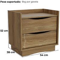 Kit 02 Mesas De Cabeceira 2 Gavetas 54 Cm M261 Kappesberg Nogueira - 5