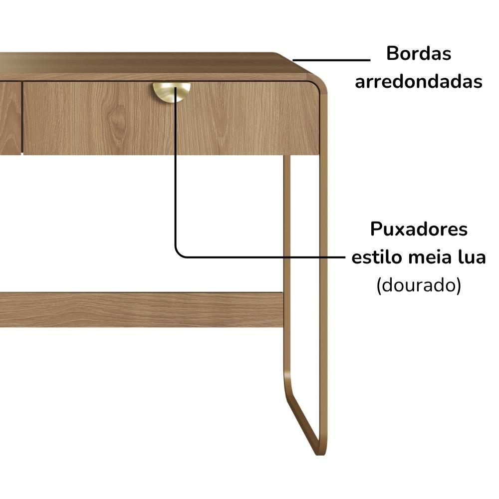 Escrivaninha Organico 2 Gavetas 125 Cm 28067 Artesano Hanover Dourado - 6
