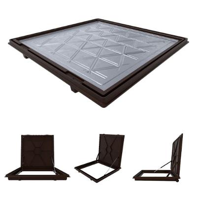 Tampa Casa Máquina Alumínio Rebaixo Invisível Marrom 90x90cm