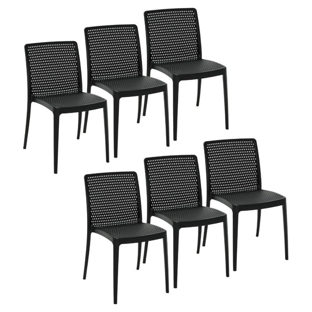 Conjunto 6 Cadeiras Isabelle Em Polipropileno E Fibra De Vidro Preto Tramontina - 1