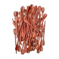 Kit 100 Peças Colher De Pau Madeira Modelos Molho 18 Cm - 1